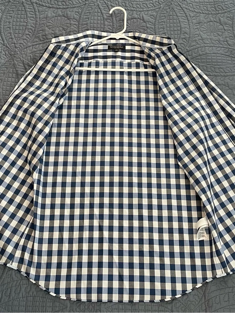 Banana Republic Navy and White Gingham pattern Button-Down Shirt